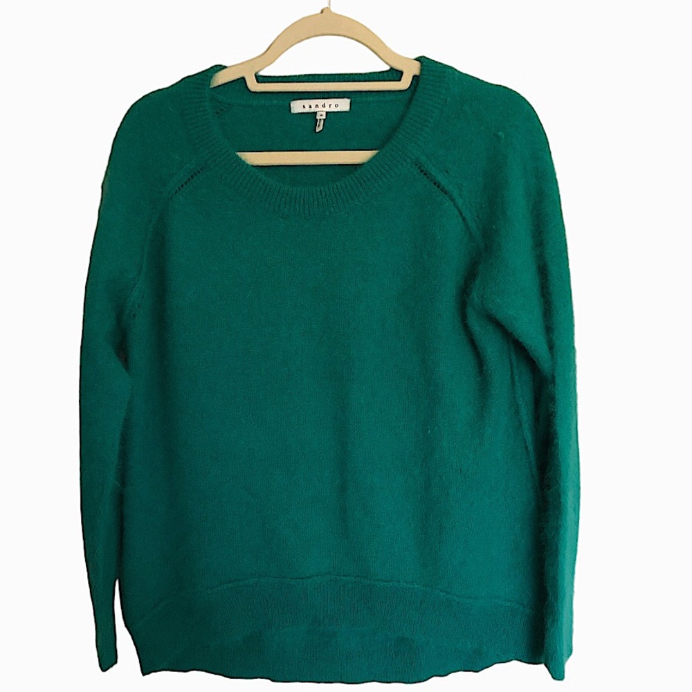 Super Soft Green Sandro Angora Blend Sweater Sz 3/ Medium